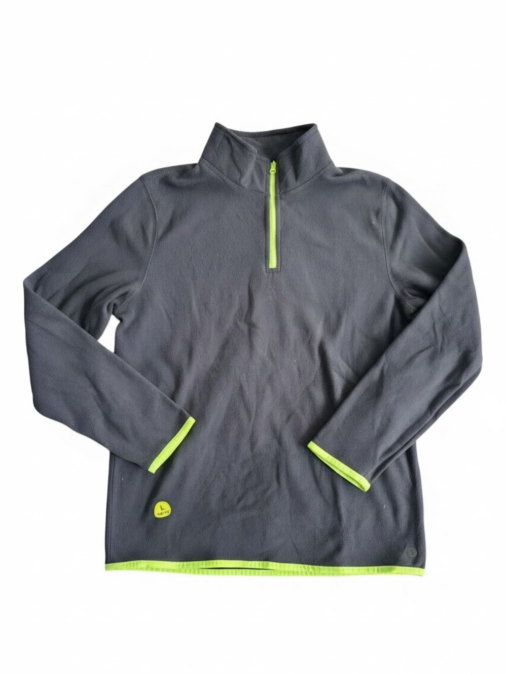 Boy's Gray Quarter-Zip Fleece with Neon Green Trim By: Xersion